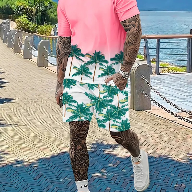 2025 nuevo estilo europeo y americano transfronterizo Amazon tendencia de moda casual camiseta de manga corta pantalones cortos traje ME05 MA04