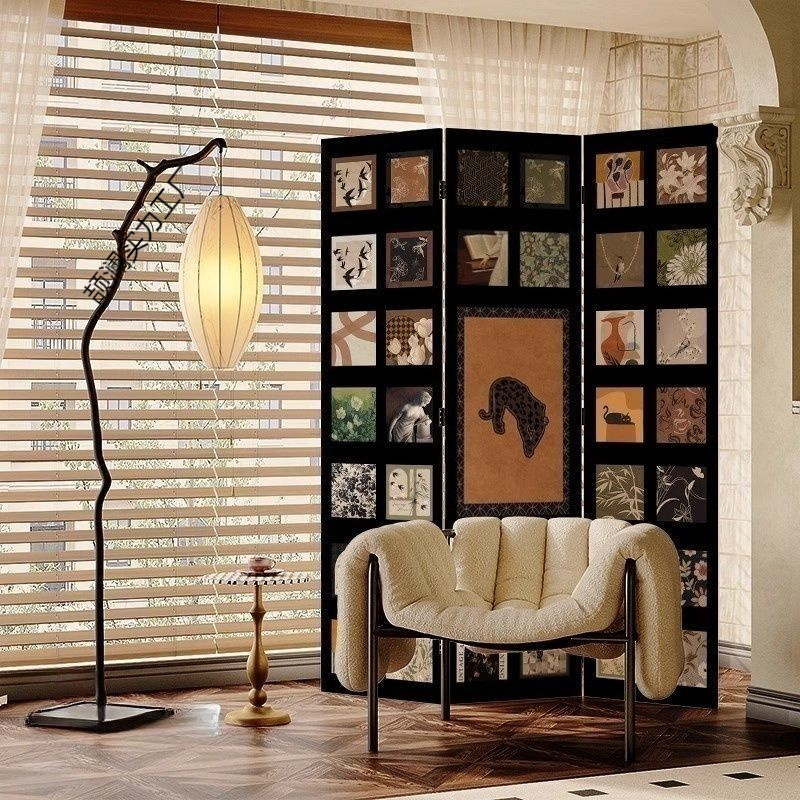 French-Style Vintage Screen Partition for Living Room Sofa Corner Background, Entrance, Bedroom, Home Decoration, Mobile Folding