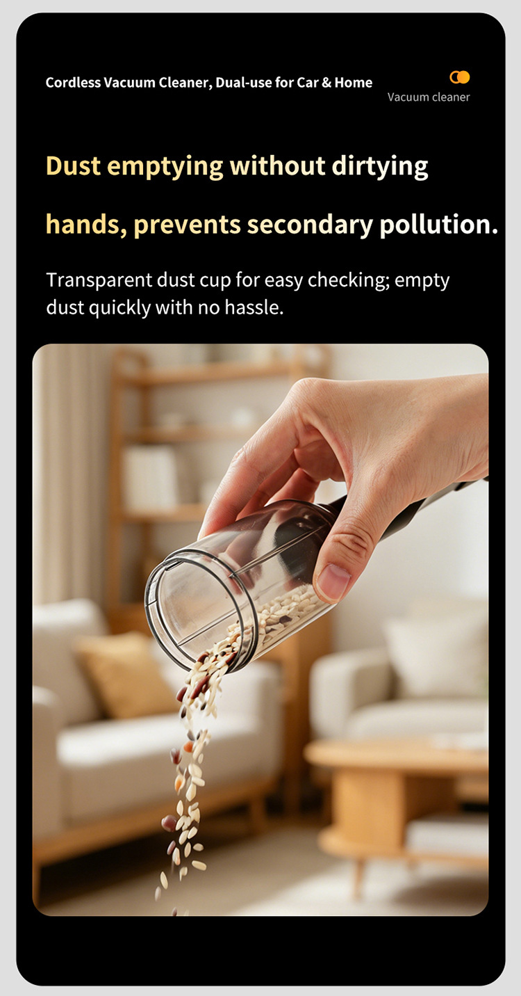 Car-mounted vacuum cleaner for cross-border use, long-lasting battery life, convenient cleaning and dust removal device, rechargeable handheld vacuum cleaner for home and car use