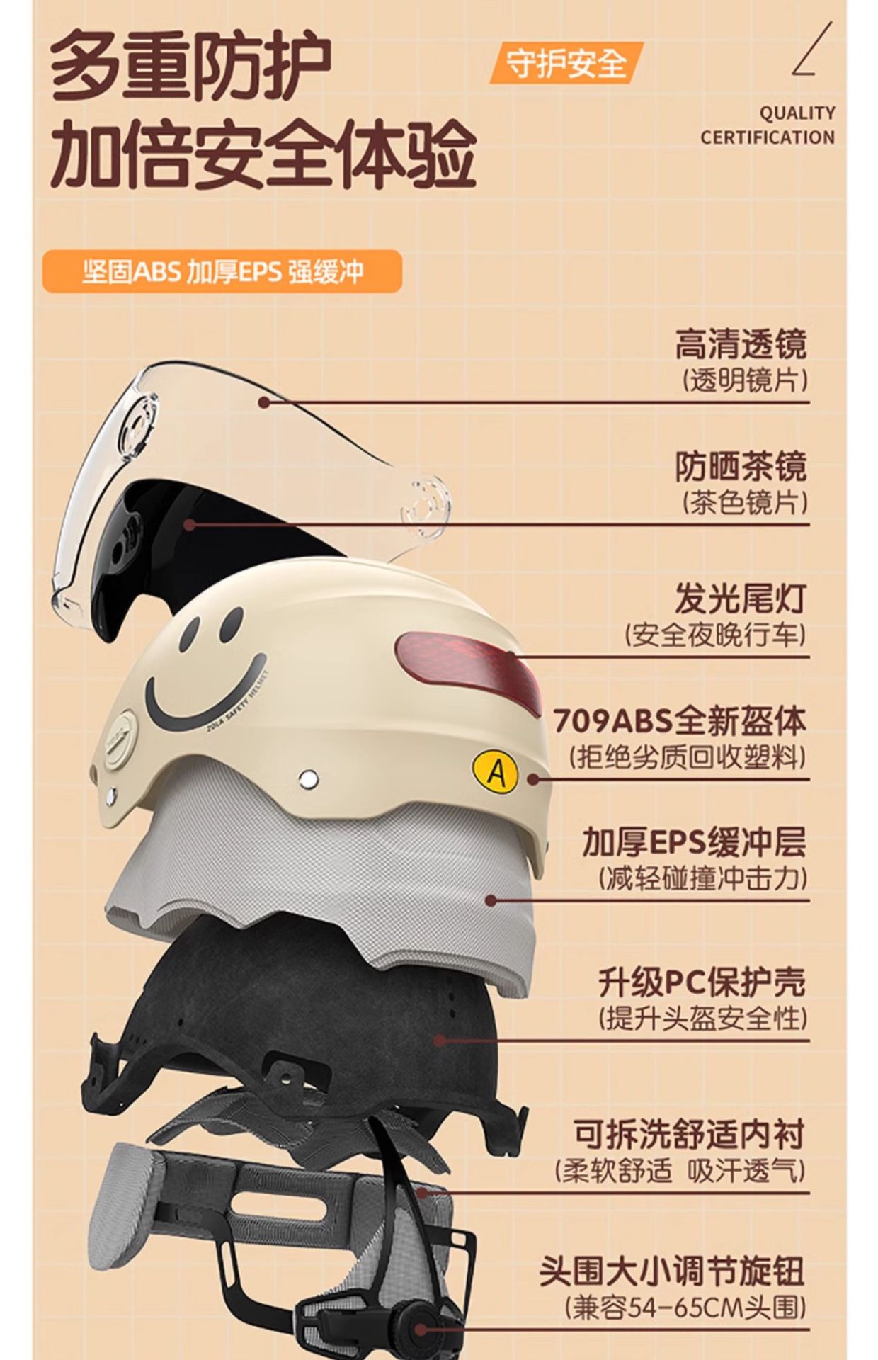 All Seasons Sunscreen Lightweight Motorcycle Helmet with Double Visor