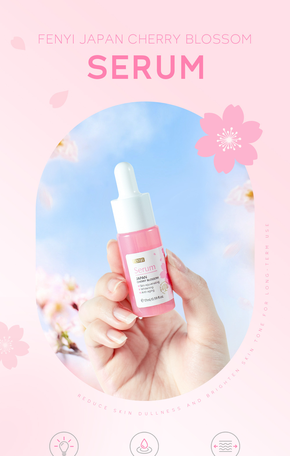 FENYI Cherry Blossom Essence 17ml, a cross-border manufacturer of essence hydrating and moisturizing skin care products and toner undefined