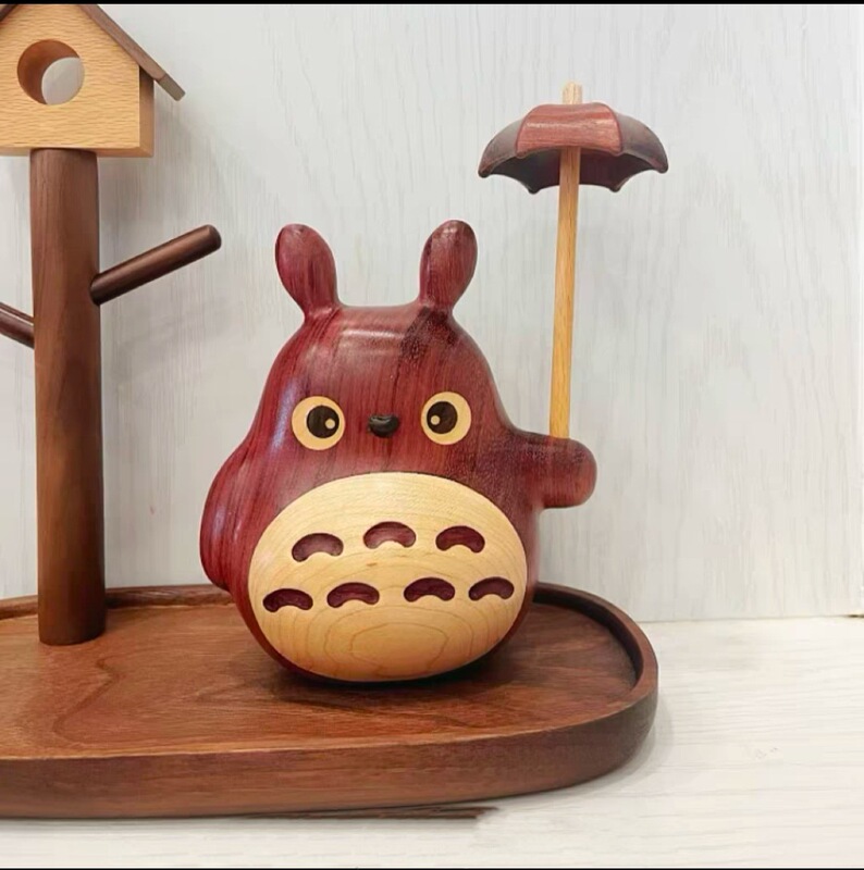 無垢材クリエイティブトトロ風車顔のない男性の装飾品カップルギフトリビングルームの装飾漫画の誕生日プレゼント|undefined