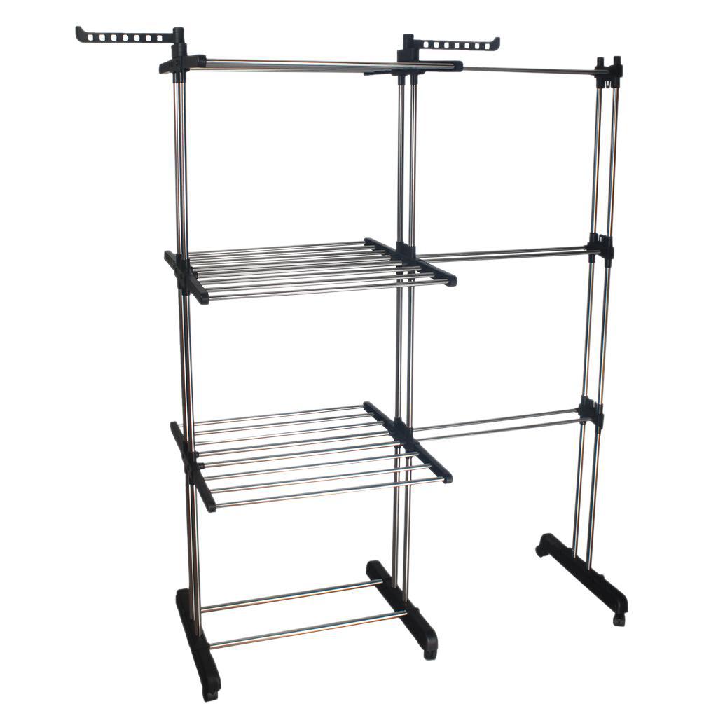 Tendedero de piso telescópico en forma de ala gruesa Tendedero interior y exterior Tendedero de edredón plegable para balcón Tendedero de ropa de doble poste