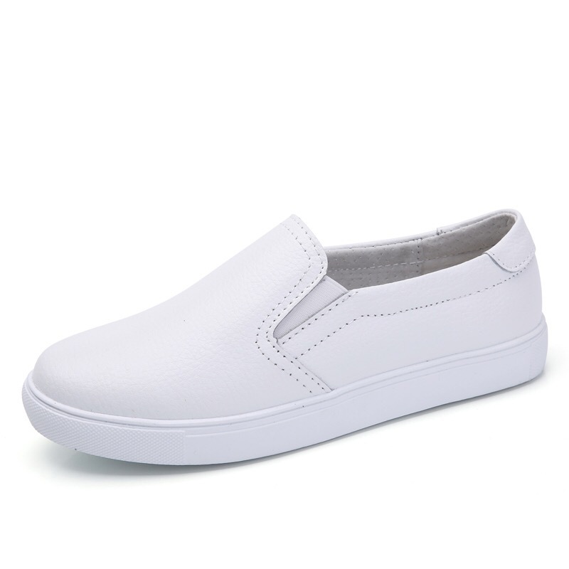 Weiße Damen Slip-on Sneaker Aus Leder Für Den Alltag_voghion.com
