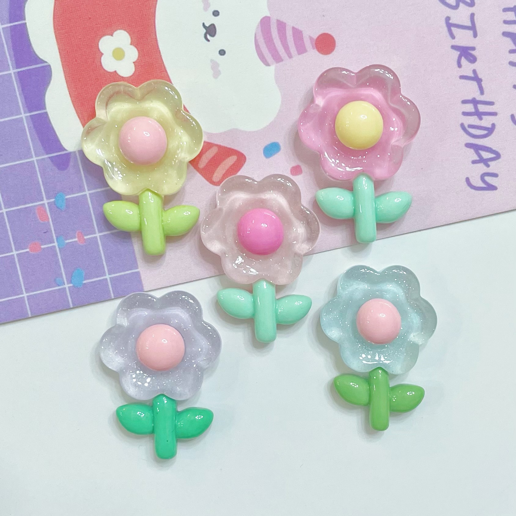 Cruz-frontera creativo congelado sol verde hoja flor DIY crema pegamento resina accesorios hechos a mano horquilla decoración zapato hebilla tapa pegatinas