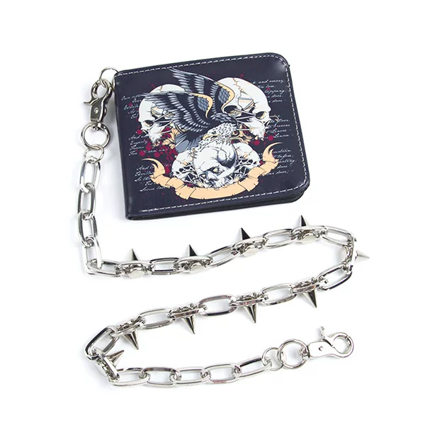 Foreign Trade Wallet Ultra-thin Portable Short Men's Wallet European and American Retro Skull Print Skull Zipper Coin Purse