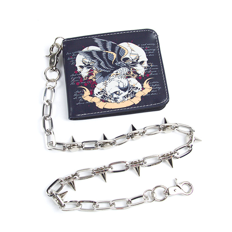 Foreign Trade Wallet Ultra-thin Portable Short Men's Wallet European and American Retro Skull Print Skull Zipper Coin Purse Foreign Trade Wallet Ultra-thin Portable Short Men's Wallet European and American Retro Skull Print Skull Zipper Coin Purse