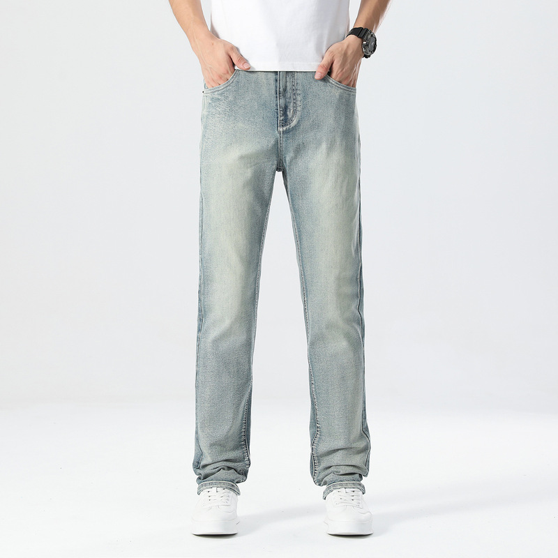Jeans Men's Summer Thin Loose Straight 2025 New Summer Elastic Slim Casual Long Pants Slimming
