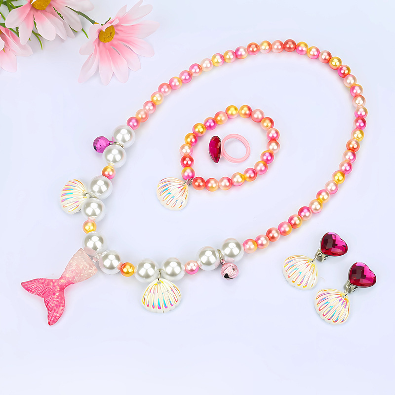 로즈 레드 프린세스 피쉬테일 목걸이 세트