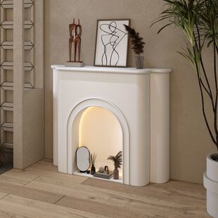 Cream Nordic Ins Style Photography Living Room Fireplace White Internet-Famous French Entryway Cabinet Simple Luminous Decorative Cabinet