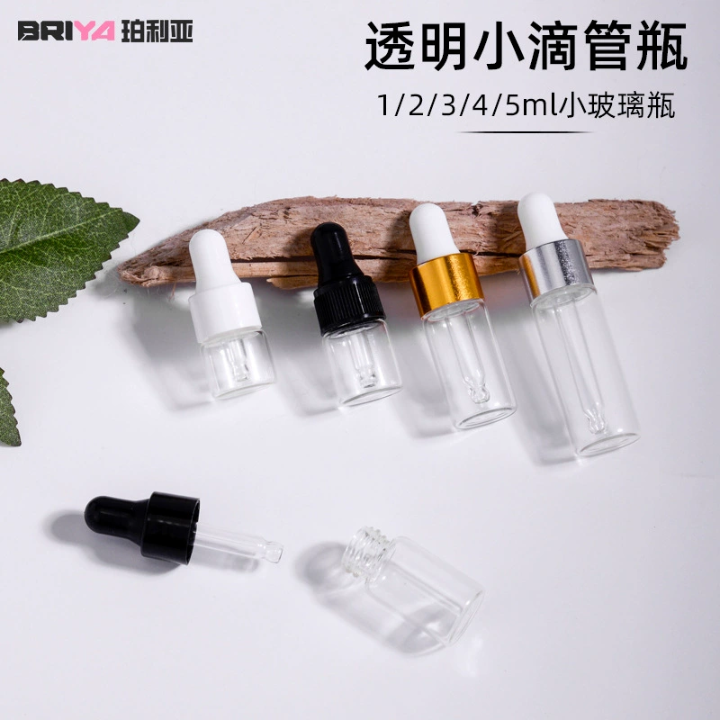 Прозрачная стеклянная бутылочка с пипеткой 1 мл-5 мл для эфирных масел, косметики, пробников, с винтовой крышкой, маленькая бутылочка