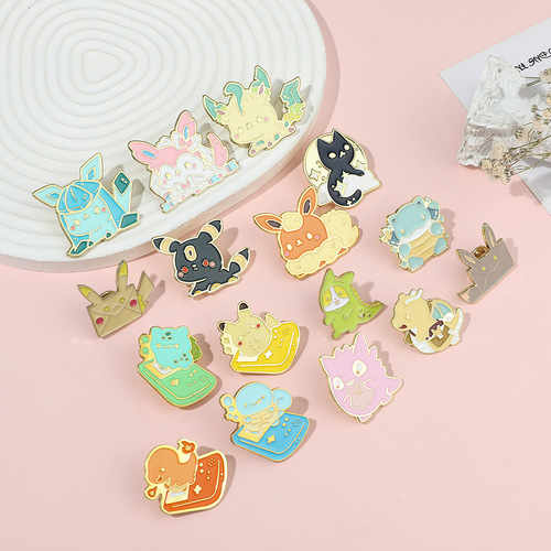 Japanese anime Pokemon ins trend Squirtle Pikachu brooch metal badge bag clothing accessories