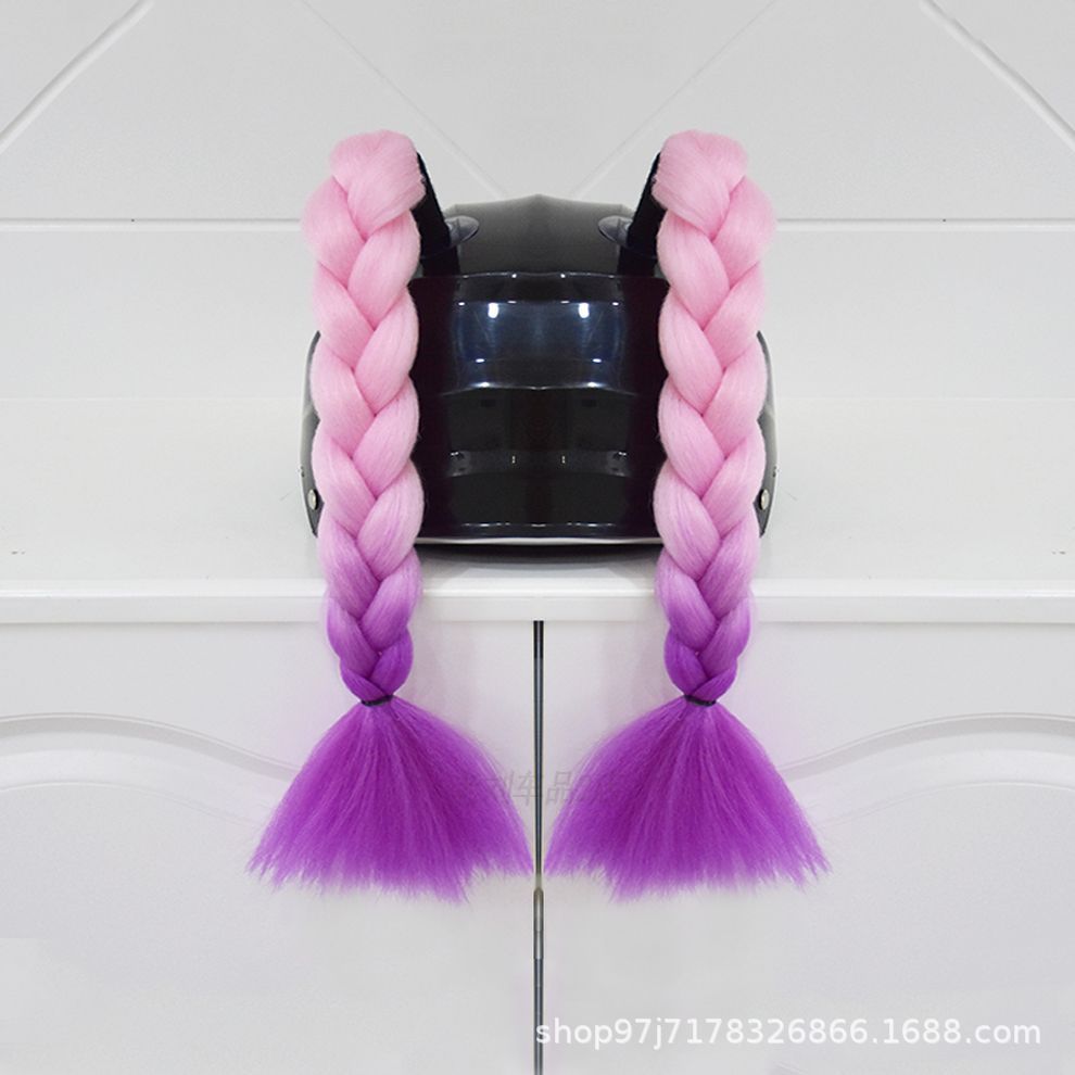 Auto Parts and Accessories — Motuoche Rider Motorcycle Decoration - pink-and-purple-short-braids-pair