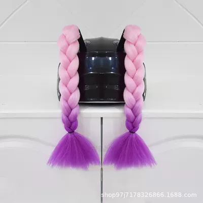 Motosiklet dəbilqələri — Rider, Motorcycle Decoration - a-pair-of-pink-and-purple-short-braids