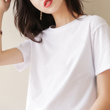 纯棉短袖t恤女白色夏季2024年新款宽松上衣黑色韩版休闲圆领体恤