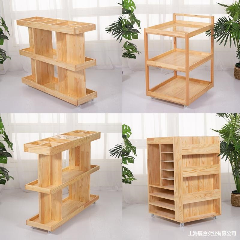 Art studio cardboard rack, mobile table, art room solid wood paper storage cabinet, natural wood shelf, artist classification rack, floor-standing
