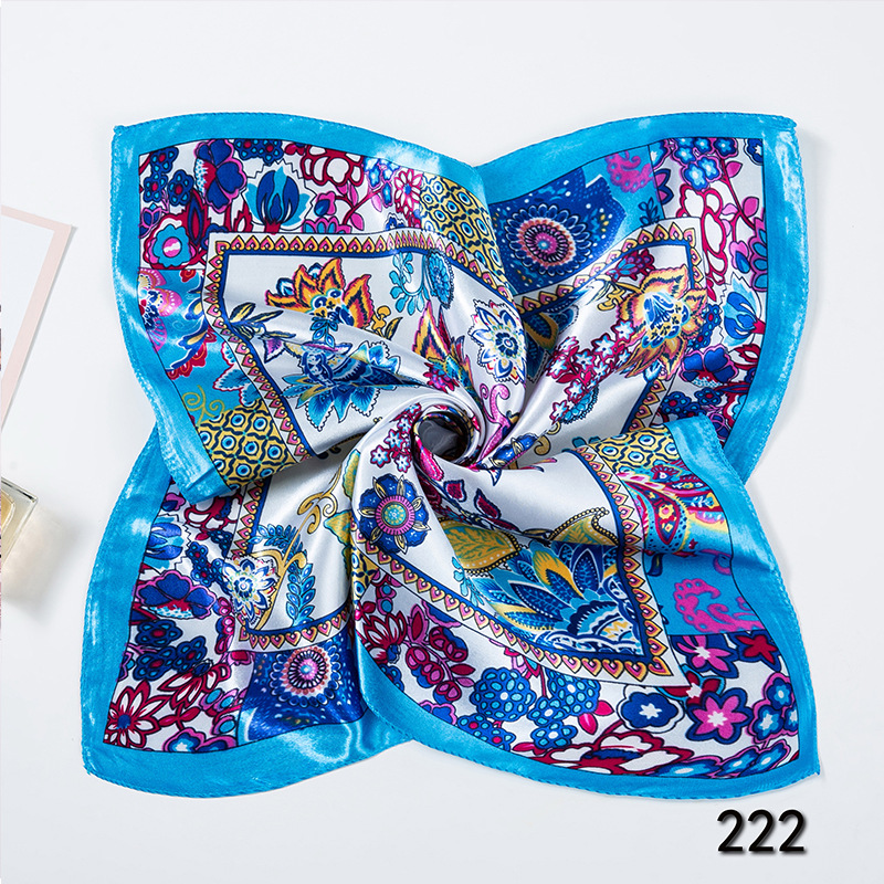 35g Weight Silk Scarf Classification Office, Daily Occasion Satin Cloth Material Star, Flower Pattern Spring&Summer Season Women's Gender Printing Design Elegant Style Women's Elegant Star Flower Satin Cloth Printing Silk Scarf 18