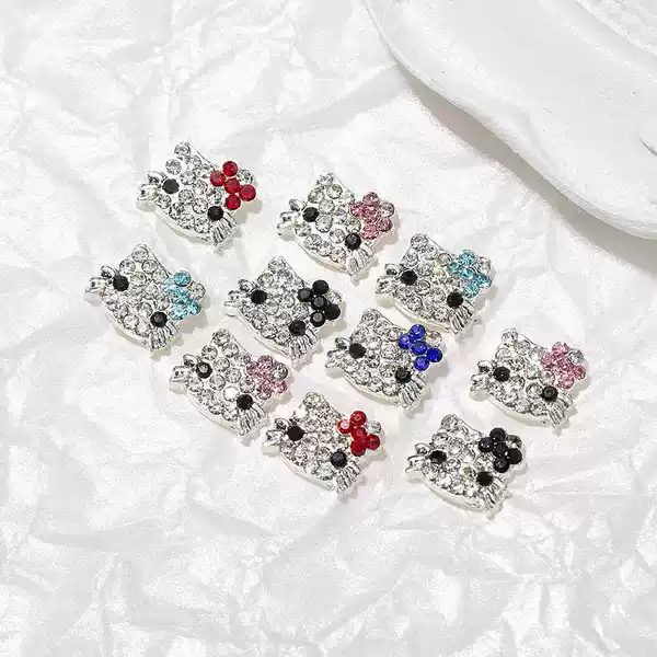 Zhou Dan Universal Nail Art Decorations Cat Alloy Full Rhinestone Cute Alloy Animal DIY Nail Accessories Wholesale