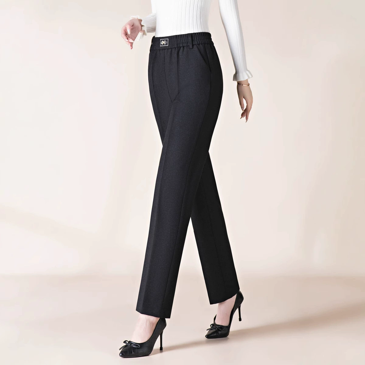 Мама длинные брюки новые весенние и осенние женские брюки свободные повседневные брюки с высокой талией свободные средние и пожилые прямые повседневные брюки