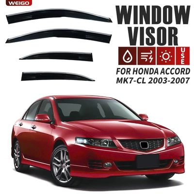 Suitable for Honda Accord Window Visor, Side Window Deflector, Rain Shield (Rain shield) - standard-packing-without-logo-accord-accord-japaneseeuropean-version-mk7-cl-2003-2007-with-bright-strips-rain-shield