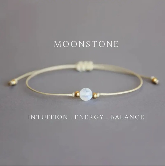 Ready Stock Wholesale Cross-Border Woven Bracelets Natural Stone Braided Rope Bracelets Simple Design Moonstone Woven Bracelets
