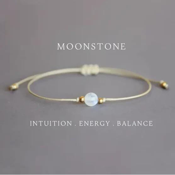 Ready Stock Wholesale Cross-Border Woven Bracelets Natural Stone Braided Rope Bracelets Simple Design Moonstone Woven Bracelets
