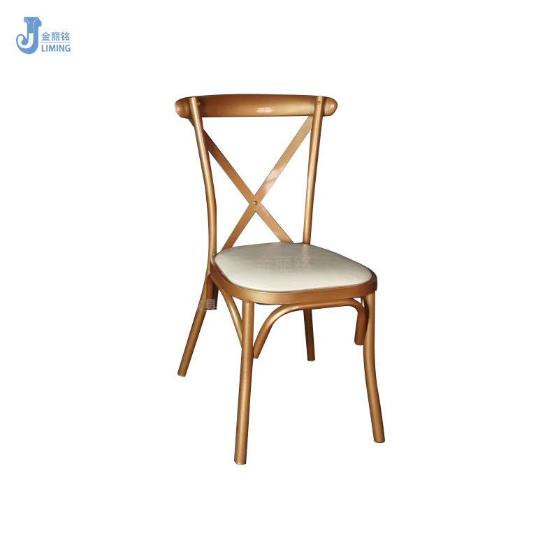 Fábrica al por mayor Europea mesa de comedor y silla X Cruz silla trasera al aire libre boda Hotel banquete silla al aire libre silla de la boda