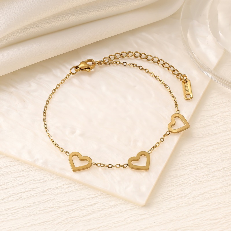 クロスボーダー非退色ラブスタームーンチタン鋼ブレスレット女性のための 18 K ゴールドファッションシンプルなインスタイルハンドジュエリー|undefined