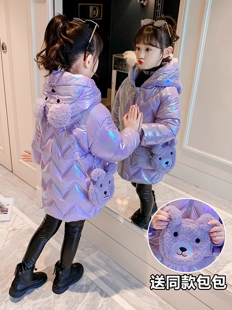 Abrigo acolchado de algodón para niñas 2024 nuevo estilo de invierno estilo occidental abrigo de invierno para niñas chaqueta acolchada de longitud media chaqueta acolchada de plumón para niños