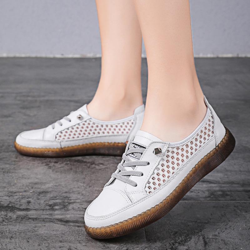 White Shoes Women's Summer 2022 New Breathable Hollow Mesh Shoes Women's All-match Student Casual Shoes Flat Sneakers