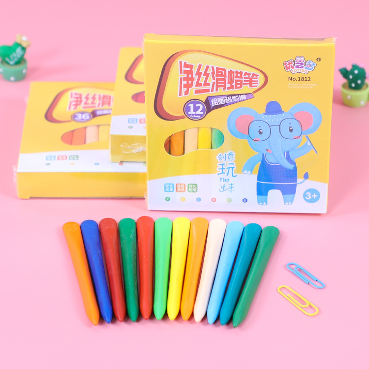 12 color palo de pintura al óleo traje de pintura de los niños de color crayón de Kindergarten graffiti cepillo estudiante suministros de arte al por mayor