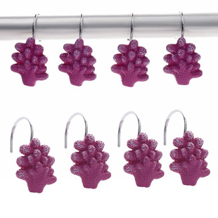 Amazon best selling cross-border e-commerce for resin Coral Ocean Hook bathroom hook metal shower curtain hook