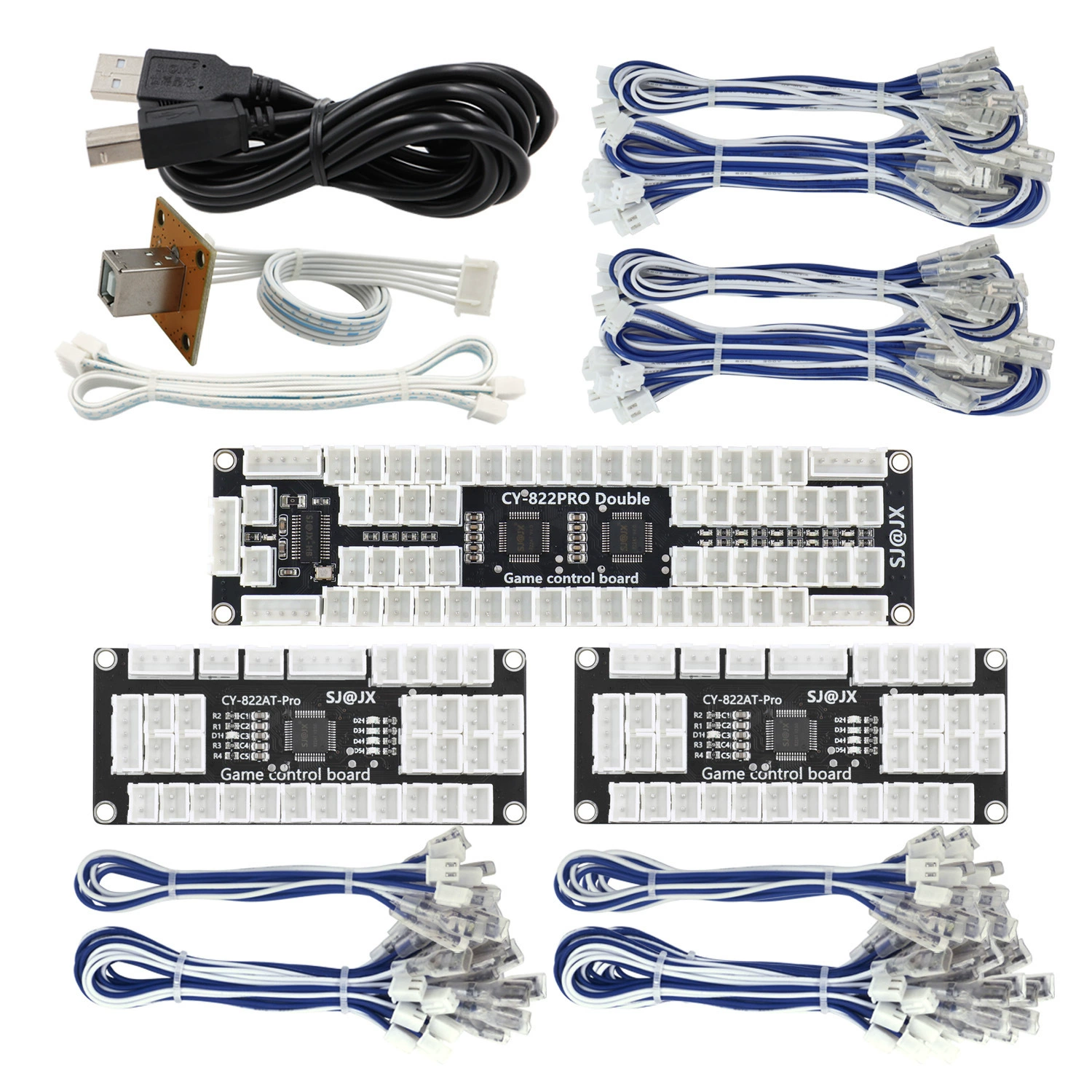 Arcade joystick chip circuit board single -player four -player four -person game multiple expansion port support macro function