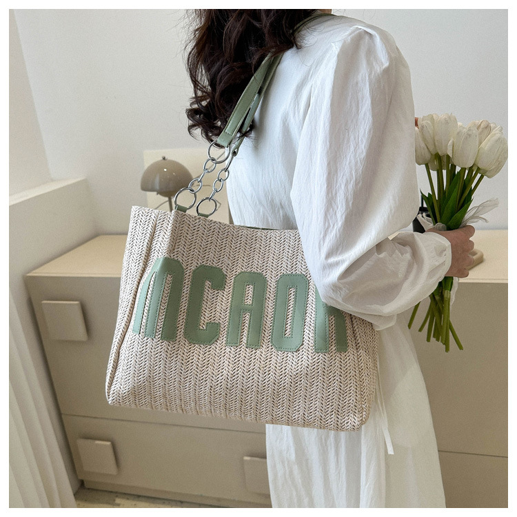 Large capacity fashion tote bag 2025 new style this year's popular woven single-shoulder bag underarm letter handbag wholesale undefined