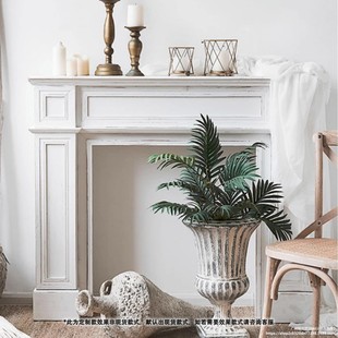 French-Style Vintage Solid Wood Fireplace Decorative Cabinet European and American Black and White Faux Fireplace Shelf for Guesthouse Photography