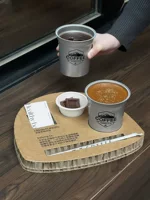 Подставка для кофе из сотового картона и алюминия, поднос для молочного чая из гофрированной бумаги, одноразовый комплект для кофейного фестиваля, выставки, дегустации