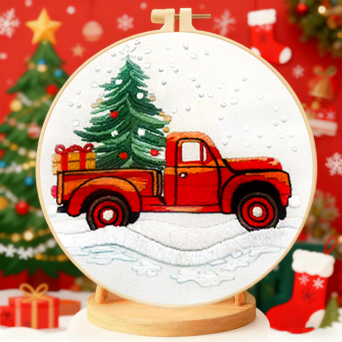 Explosiones transfronterizas de regalos de Navidad decoraciones de Navidad serie tres algodón de alta calidad bordado material manual paquete al por mayor