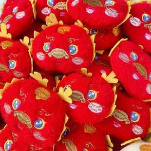 Red New Year dragon baby cartoon plush animal DIY accessories decorative accessories cap clothing accessories socks hair accessories