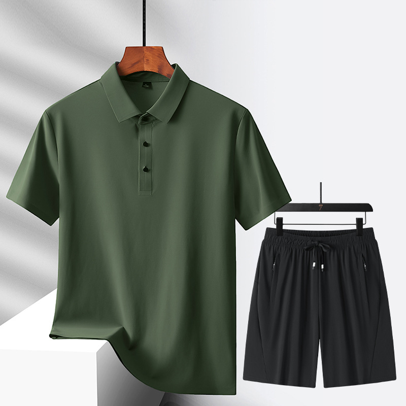 Nuevo traje de ocio deportivo, traje de ocio de hielo multicolor opcional, pantalones cortos de polo, un juego de color sólido para hombres y mujeres