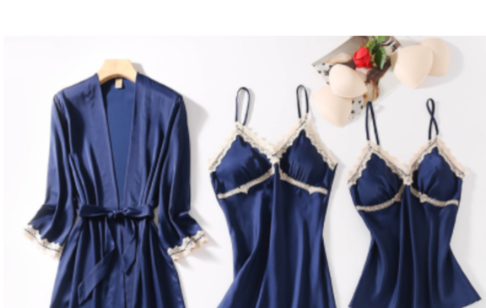 GraceChic Europäisch-Amerikanisches Außenhandels-Damen-Frühlings- und Sommer-Vierteiler-Set Sexy Camisole Nachthemd Morgenmantel Loungewear Alle_voghion.com