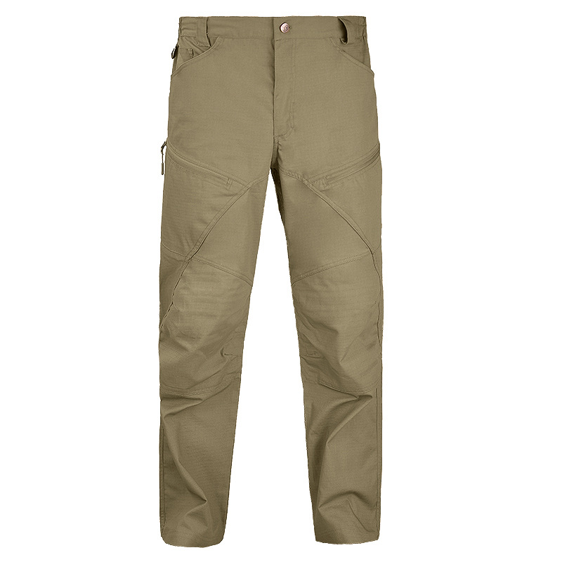 Pantalones tácticos de camuflaje para caminantes al aire libre Hanye Pantalones de entrenamiento delgado para hombres Pantalones de asalto antisalpicaduras Pantalones de varios bolsillos