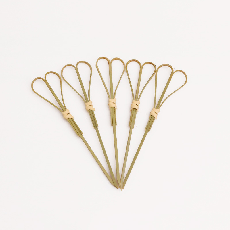 Nudo de bambú cadena desechable enchufe de fruta Cadena de anillo postre sushi palo azúcar palo de fruta