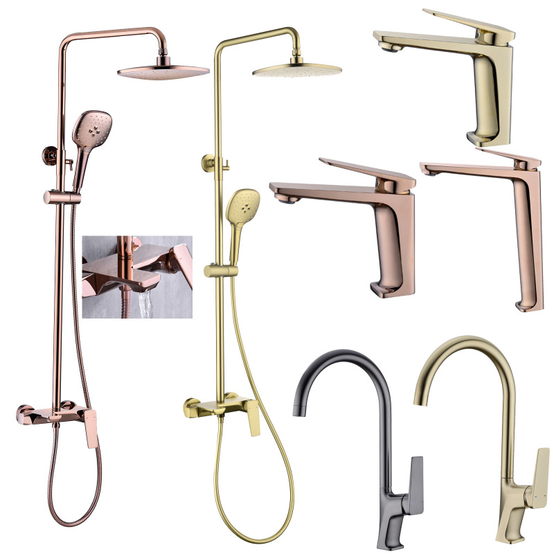 HIDEEP Bathroom Household Wall Hanging Shower Surface Shower suit Rose Gold Kitchen Basin Faucet