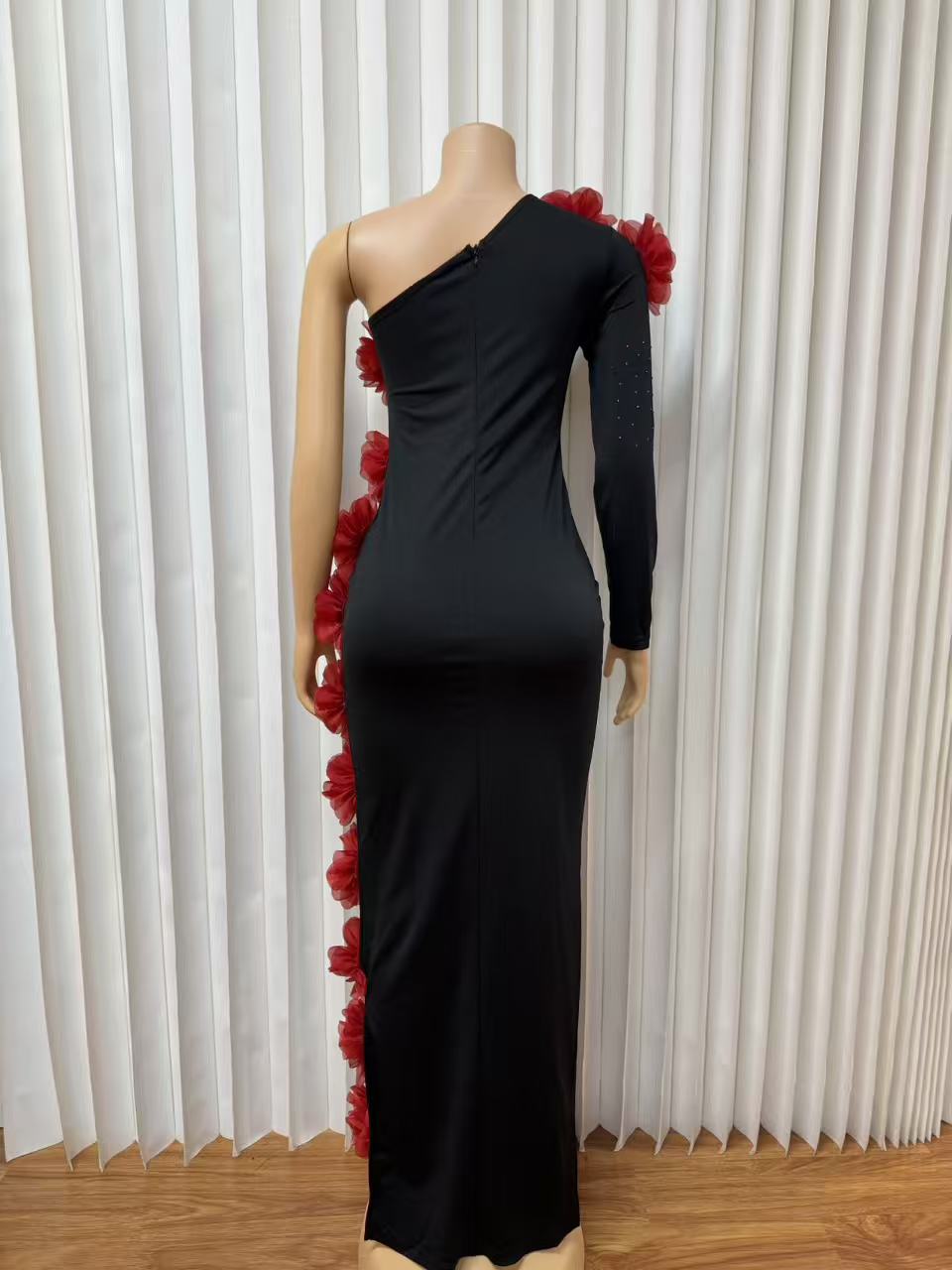 Women's Halter Neck Floral Rhinestone Embellished Bandage Bodycon Dress American Style Long Skirt Fashion Elegant_ecoleips.com
