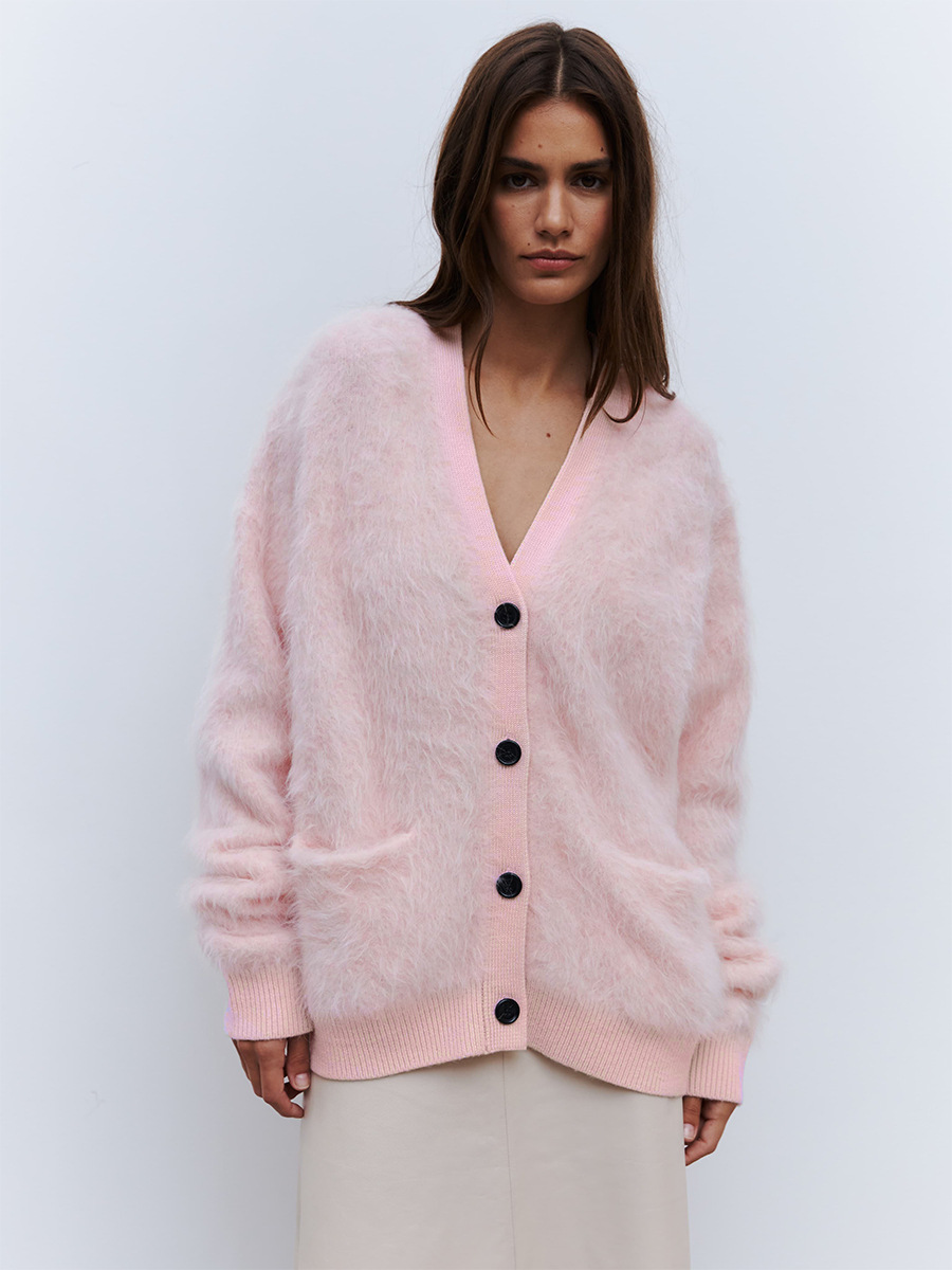 Transfronterizo de agua jersey cardigan mujeres Europa y los Estados Unidos 2025 otoño invierno perezoso jersey de punto suéter cálido cardigan