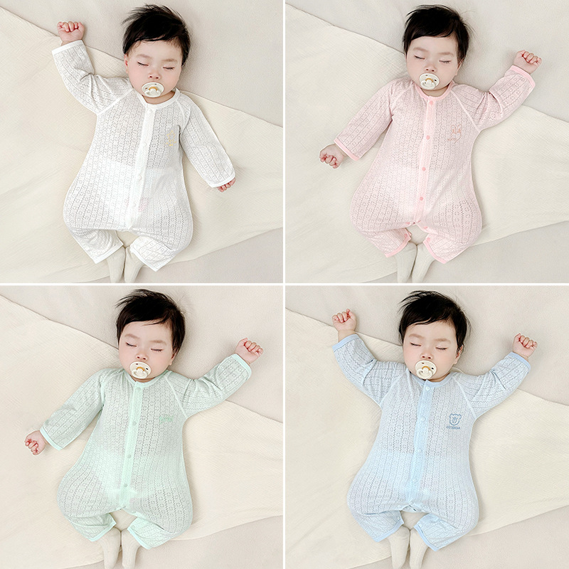 Baby overcoat de verano ropa de recién nacidos 0 hombre marzo 6 mujer 9 ropa de harina para niños pijamas delgados de manga larga ropa de verano bebé