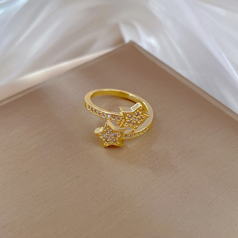 Offener Pentagramm Ring Verstellbar Im Modernen Design Gold_voghion.com
