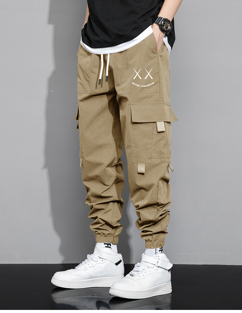 Men's Baggy Graphic Print Flap Pocket Drawstring Cargo Pants Regular Fit Casual Tactical Military Trousers Street Trendy Trousers for Men_voghion.com