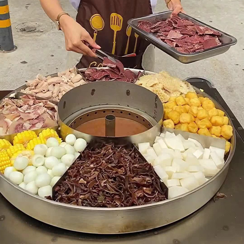 双锅双灶喷泉牛杂车港式摆摊牛杂锅燃气喷泉锅炉