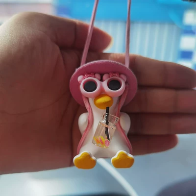 Car hanging pendant Car Rearview Mirror duck - pink-feeding-bottle-hat-duck-pendant